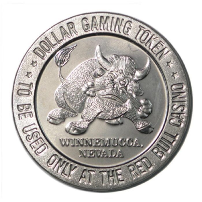 1960_exo_12455_1 USA Casino Token Red Bull $1 1960s Winnemucca, Nevada Prooflike Specimen - Image 1