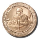 Franklin Mint History of US Johnson Won't Run for 2nd Term 1968 45mm Proof Bronze Medal