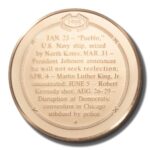 Franklin Mint History of US Johnson Won't Run for 2nd Term 1968 45mm Proof Bronze Medal - Image 2