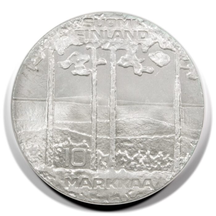 Finland 75th Anniversary President Kekkonen 10 Markkaa 1975  BU Silver KM54 - Image 2