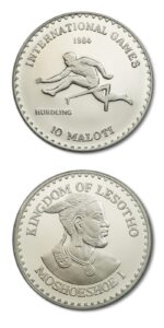 Lesotho International Games Hurdling 10 Maloti 1984 Proof Crown