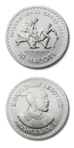 Lesotho Field Hockey 10 Maloti 1984 Proof Crown