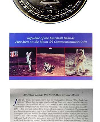 Marshall Islands First Man on the Moon Commemorative $5 1989 BU Folder