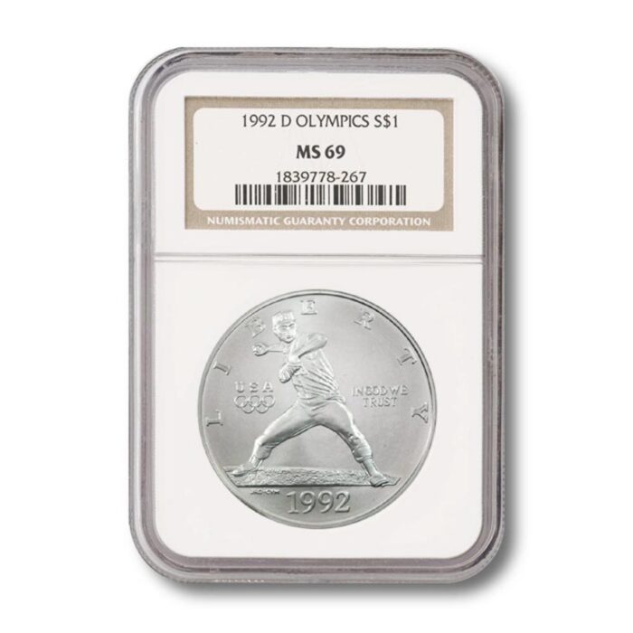 1992_USA_09853_1 USA Modern Commemorative Silver Dollar- Olympics Baseball $1 1992D NGC MS-69 - Image 1