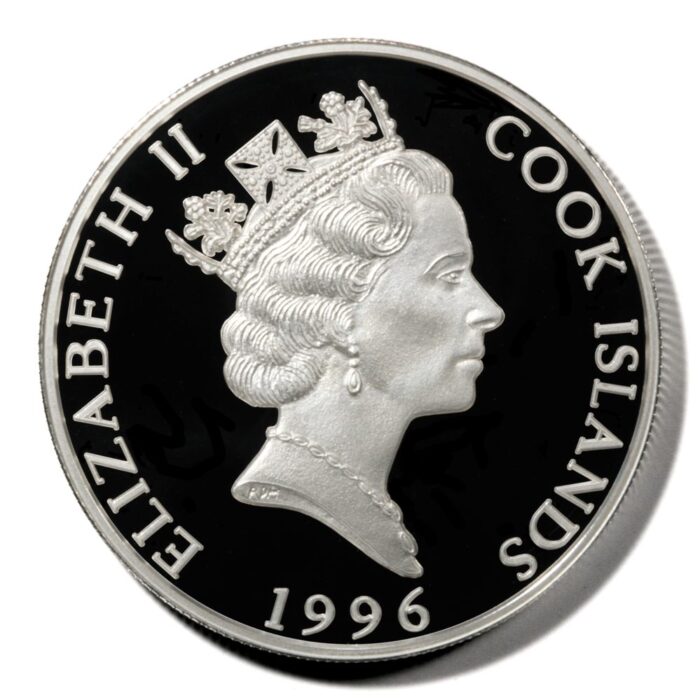 Cook Islands Female Gorilla & Offspring $5 1996 Proof Silver Crown KM303 .8327 ASW - Image 2