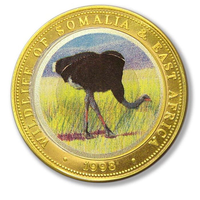 1998_som_05420_1 Somalia Ostrich 250 Shillings 1998 Trimetallic Colored Crown - Image 1
