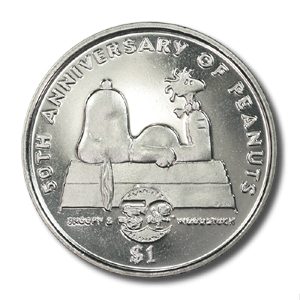 スヌーピー10ドル銀貨（ピーナッツ連載50周年記念）2000年ニウエ スヌーピー10ドル銀貨（ピーナッツ連載50周年記念）2000年ニウエ