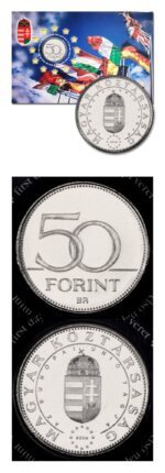 Hungary Commemorative Joining European Union 50 Forint 2004 BP UNC On Numbered Card
