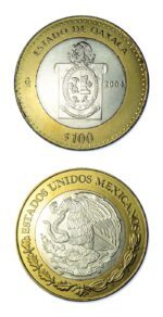 Mexico State Of Oaxaca 2004 100 Pesos Silver/Brass Bimetallic Crown 0.64865 ASW