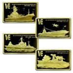 Malawi Set of 4 World War II Warships 5 Kwacha 2005 Proof Rectangular Crowns