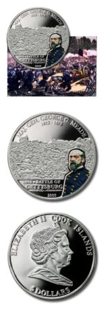 Cook Islands General George G. Meade $5 2009 Proof Silver Crown COA
