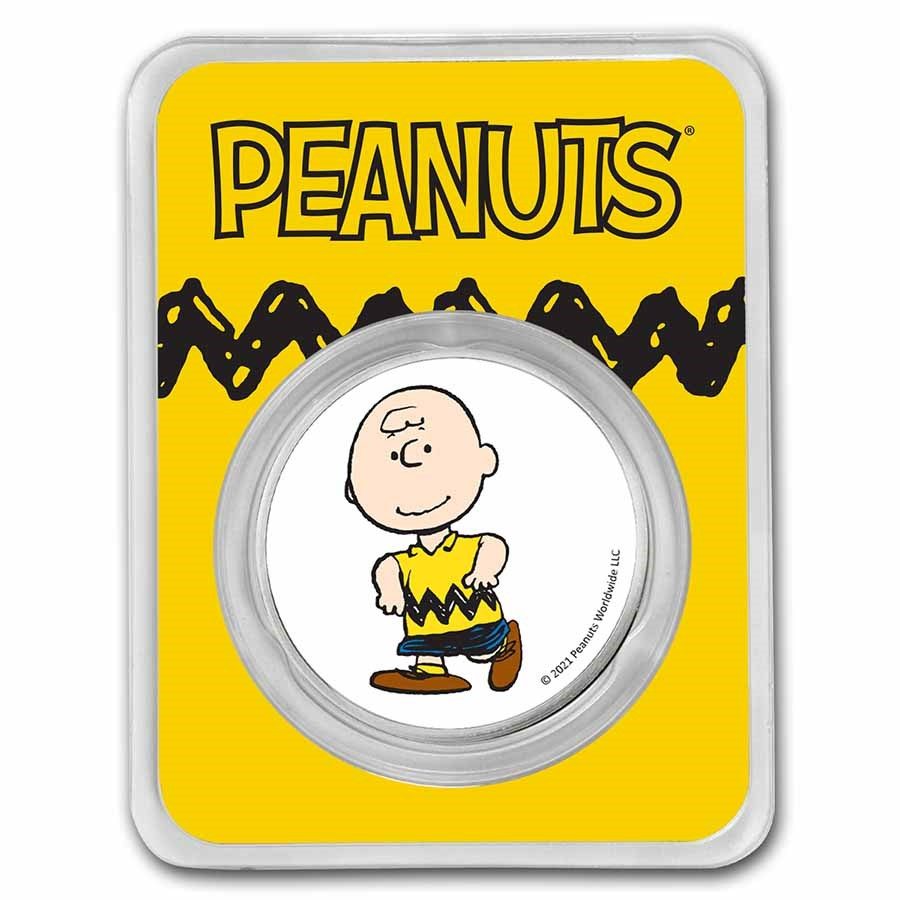 Black　Round　Stamps　Colorized　Charlie　oz　Brown　Peanuts®　Coins　Silver　Mountain
