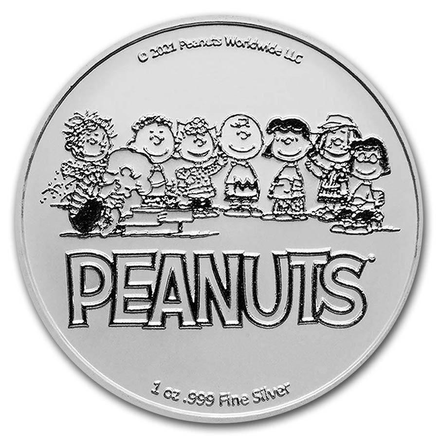 1oz Peanuts Charlie Brown Snoopy Valentines .999 colourised SILVER TEP 