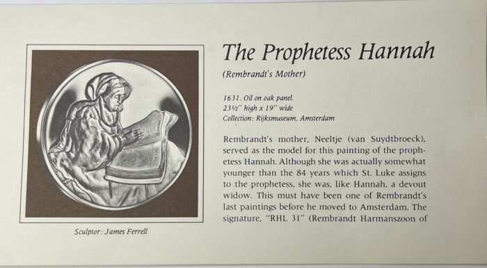 Franklin Mint Genius Rembrandt: The Prophetess Hannah - 2 Oz Sterling Proof Silver Medal - Image 3